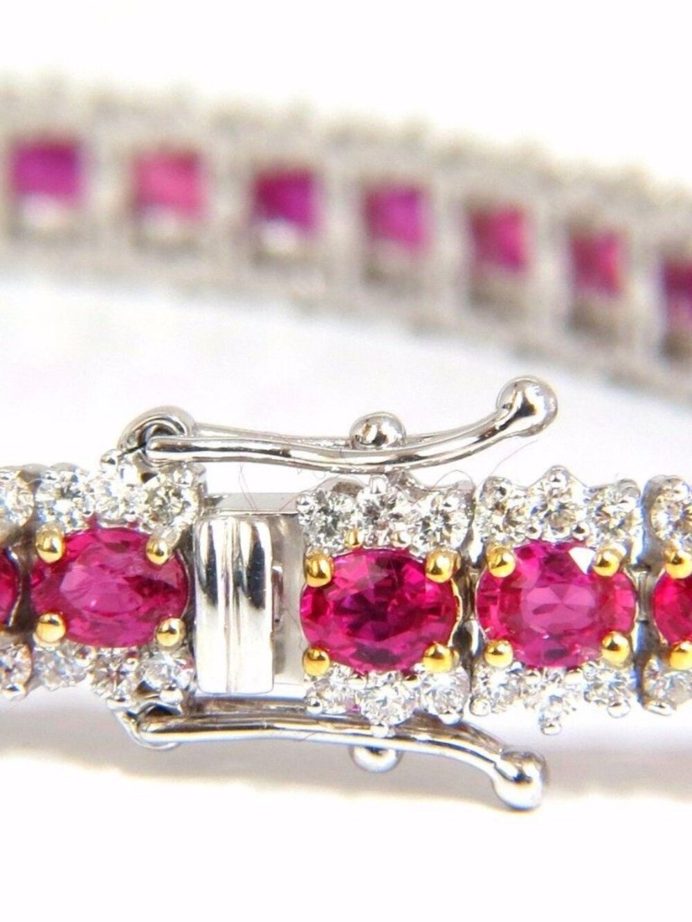 13.81ct bright vivid red natural ruby tennis bracelet 14kt three row*